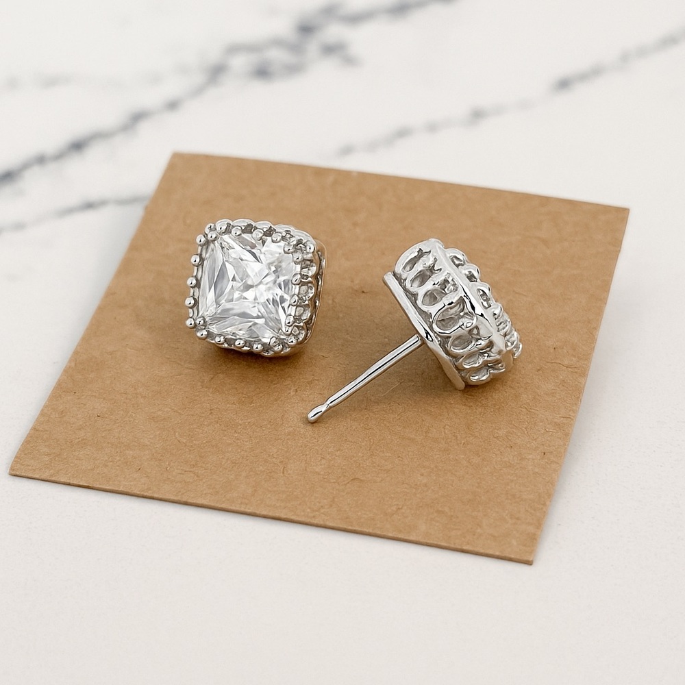NEW Square Crown Stud Earrings